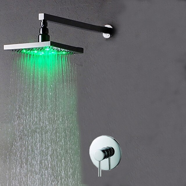 Impostato - Con LED A muro Moderno Cromo Valvola in ceramica Bath Shower Mixer Taps / Ottone