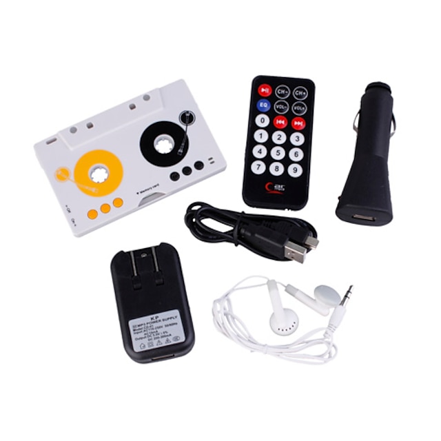  Car Audio MP3 Tape Player Support Memory Card with Remote Control USB Adapter、Cable Earphone