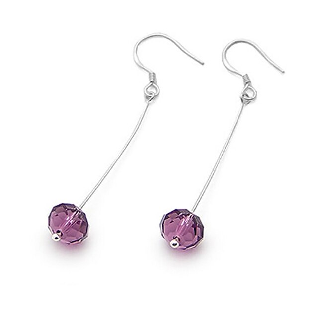  Round Faceted Crystal And Sterling Silver Drop Earrings (More Colors)