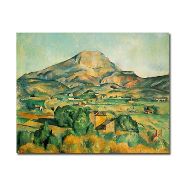  pintados a mano, pintura al óleo Mont Sainte-Victoire de Paul Cézanne con el marco de estirado