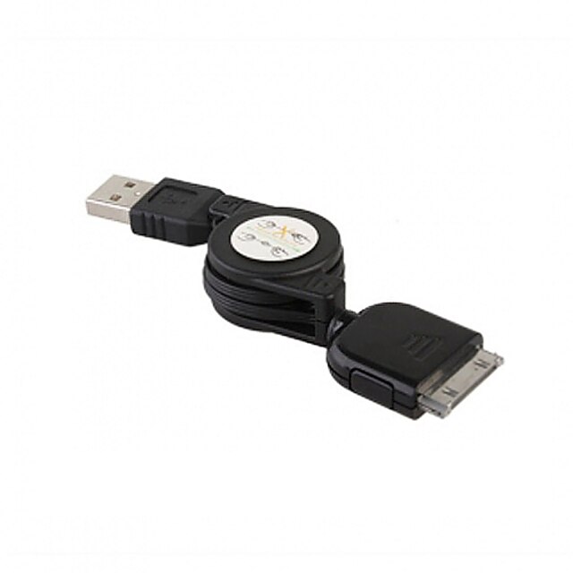  utdragbar USB-data + laddkabel för alla iPod / iPhone (70cm-kabel)