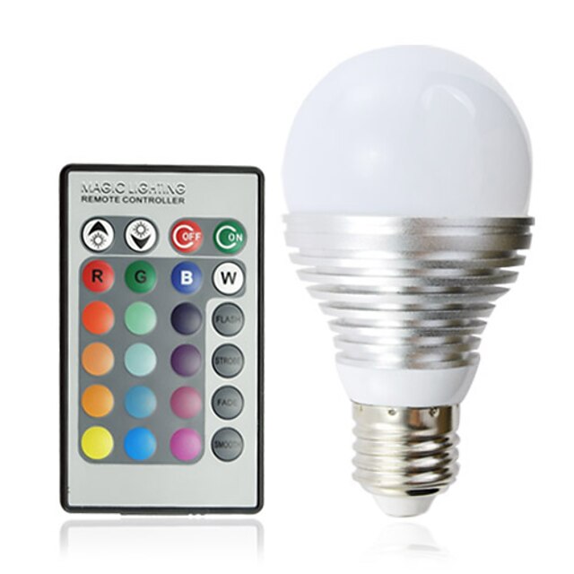  Ampoule LED E27 3W, Changement de Couleurs, 16 Couleurs, Avec Télécommande (110-240V)