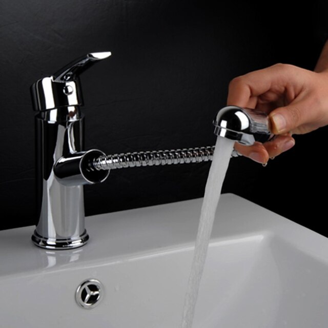  Robinet lavabo - FaucetSet / Avec spray démontable Chrome Set de centre Mitigeur un trouBath Taps