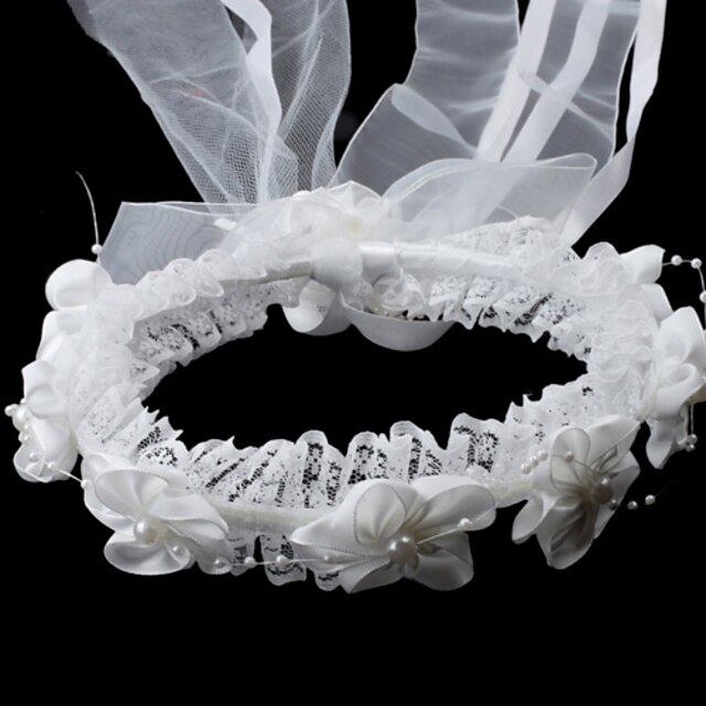  Gorgeous Satin/Lace With Imitation Pearl Wedding Flower Girl Headwreath