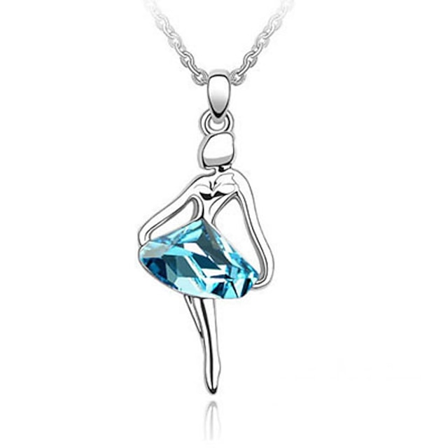  modré zářící krystal a pokovených platinou slitin balerína dívka ve tvaru náhrdelník s přívěskem