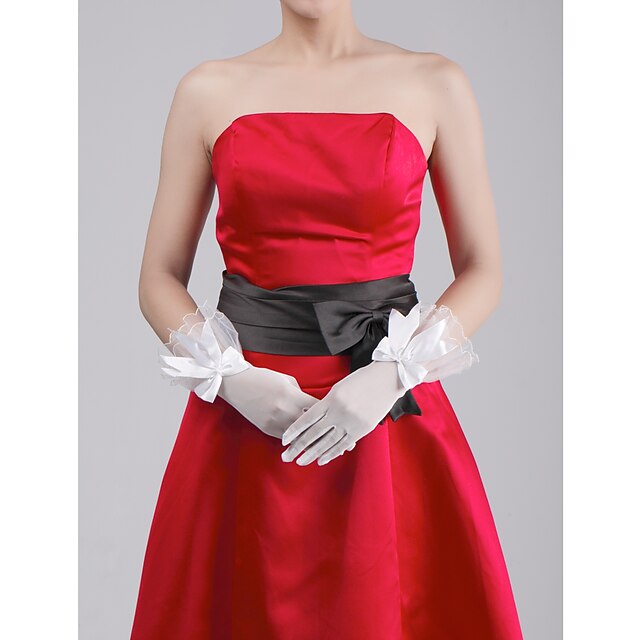  Lace/ Voile Fingertips Wrist Length Bridal Gloves