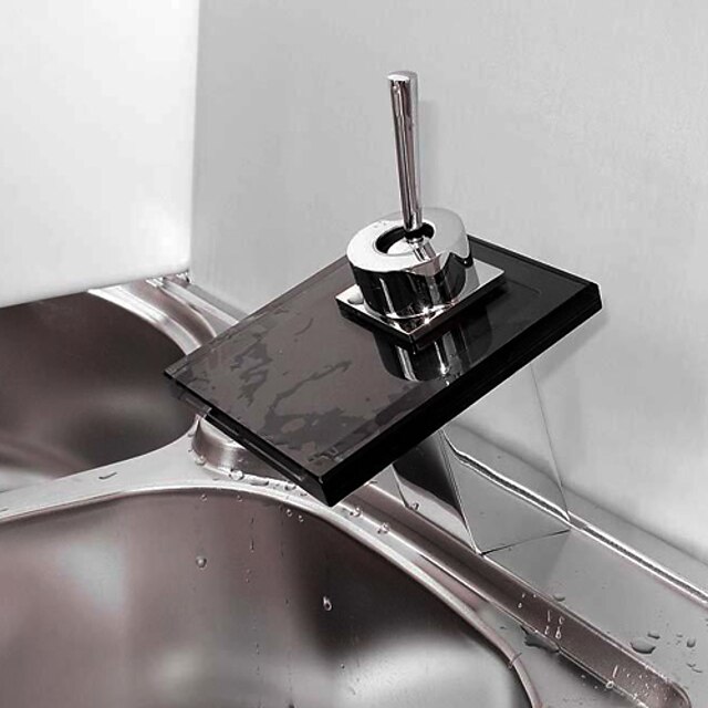  Bathroom Sink Faucet - Waterfall Chrome Centerset One Hole / Single Handle One Hole / Brass