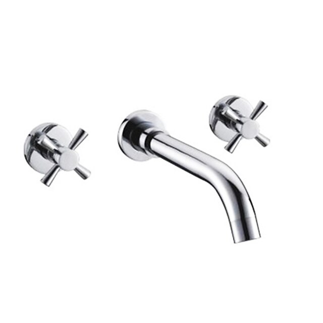  Bathroom Sink Faucet - Wall Mount / Widespread Chrome Wall Mounted Three Holes / Two Handles Three HolesBath Taps