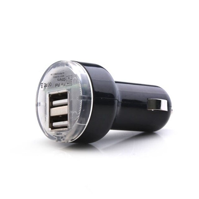  Billaddare för ipad 2/ipad/iphone/ipod/usb drivna prylar - Dual USB port (svart)