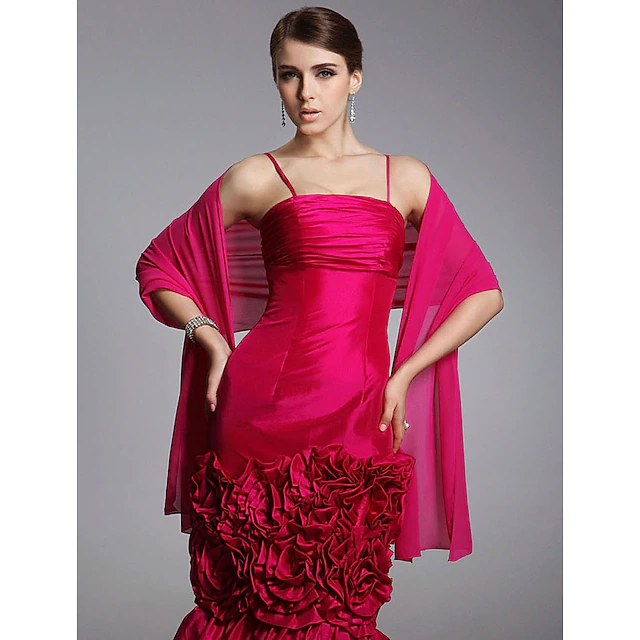 Shawls Chiffon Wedding / Party Evening / Casual Wedding Guest Wraps / Shawls With Draping / Solid 7