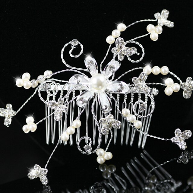  Imitation Pearl Alloy Hair Combs Headpiece Classical Feminine Style