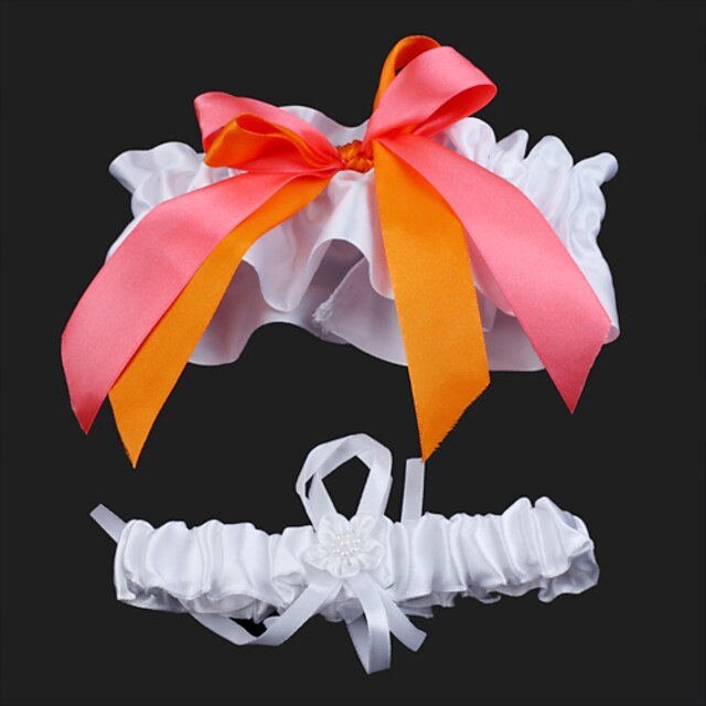  2-delt sateng med fargerike bowknot bryllup garters