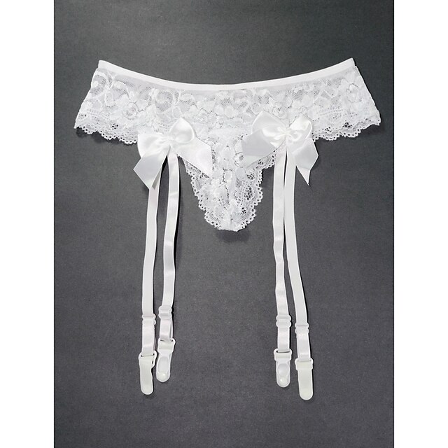  Lace 4 Strap Wedding Garter With Ribbon Tie Garter Belt&Thong Set Wedding / Casual