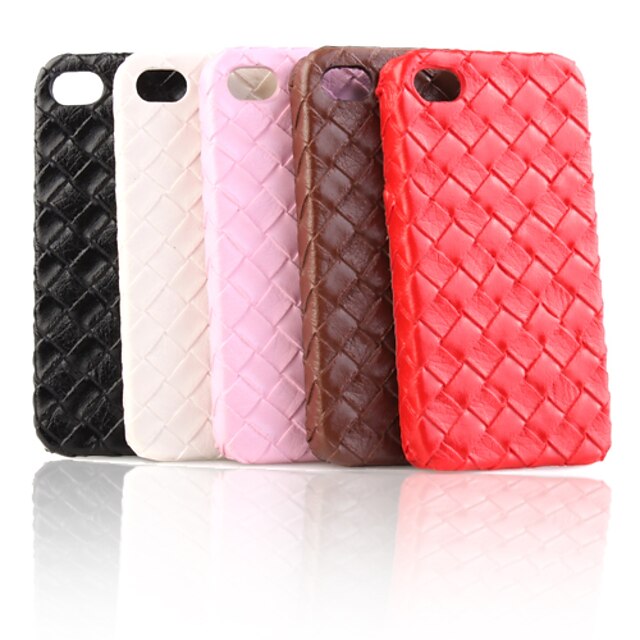  Protective Hard Case for iPhone4 with Leather on Double Sides(3 Pack,Random Colors)