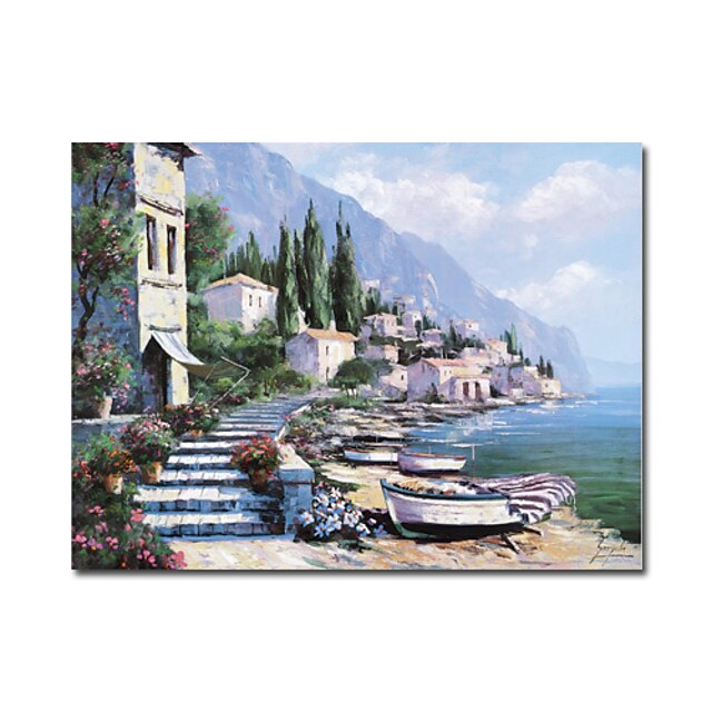  Hand-Painted Landscape One Panel Canvas Oil Painting For Home Decoration