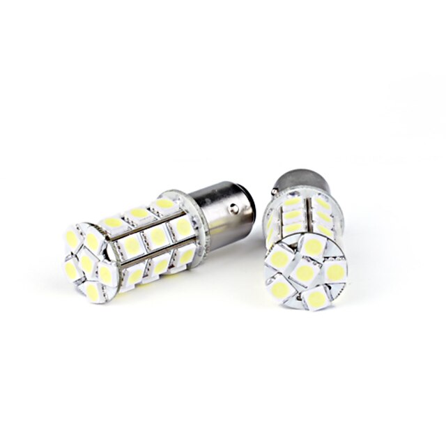  2 Pcs 27 LED 5050 Turn/Brake Light Bulbs White(Constant light/Strobe)