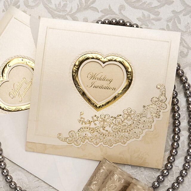  Tri-Fold Wedding Invitations Invitation Sample Classic Style / Heart Pearl Paper 5 1/3