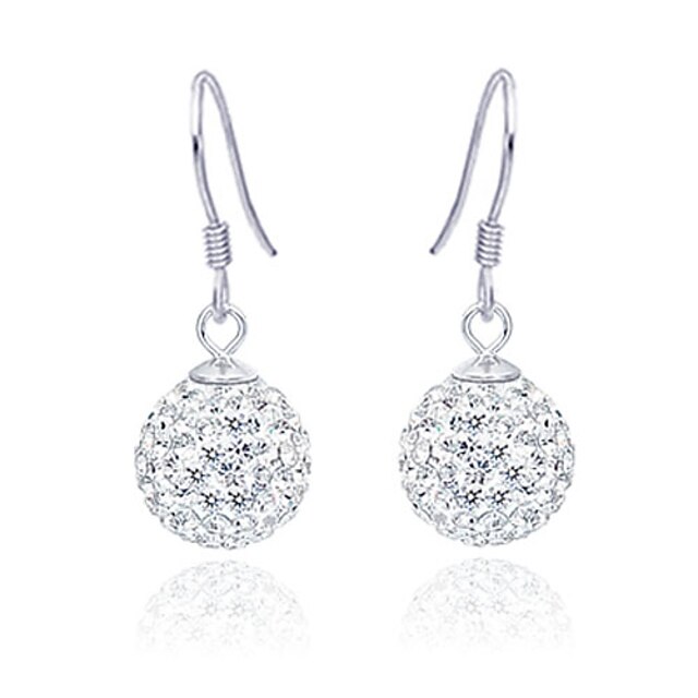  Platinum Plated 925 Sterling Silver And Rhinestone Earrings