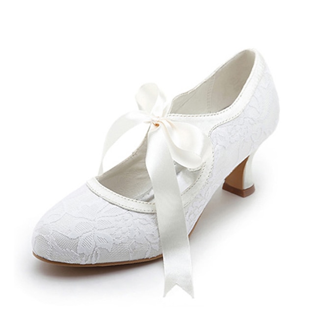  Pentru femei pantofi de nunta Sandale cu șireturi Sandale cu bretele Nuntă Tocuri de nunta Pantofi de mireasa Pantofi de domnișoară de onoare Vară Legătură Panglică Dantelă Blocați călcâiul Vârf