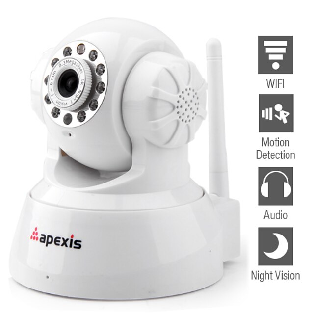  apexis - wireless telecamera di sorveglianza IP con-mail di avviso (motion detection, visore notturno)
