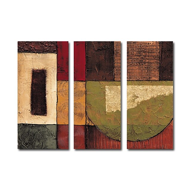  Hand-painted Abstract Oil Painting with Stretched Frame - Set of 3