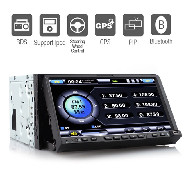  7 Inch Car DVD Player with GPS  ISDB-T Detachable Panel