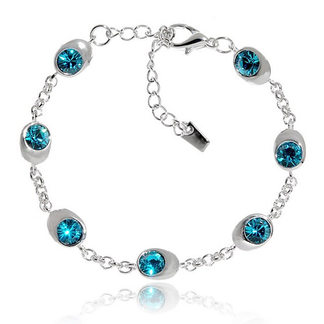  Ladies'/ Child's Crystal Charm Bracelet In Silver Alloy