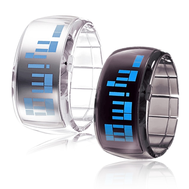   של בני זוג עתידני Blue LED דיגיטלי שורש כף יד שעונים (Black & White , 1 - Pair)