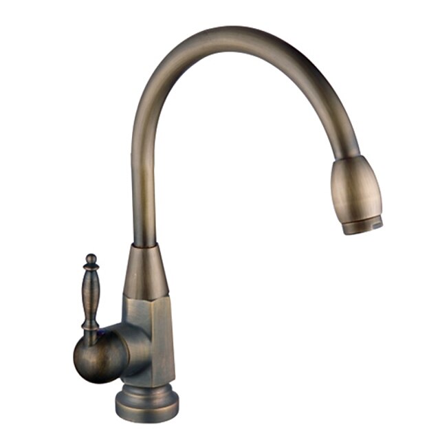  Kitchen faucet - One Hole Antique Brass Tall / ­High Arc Deck Mounted Traditional Kitchen Taps / Single Handle One Hole