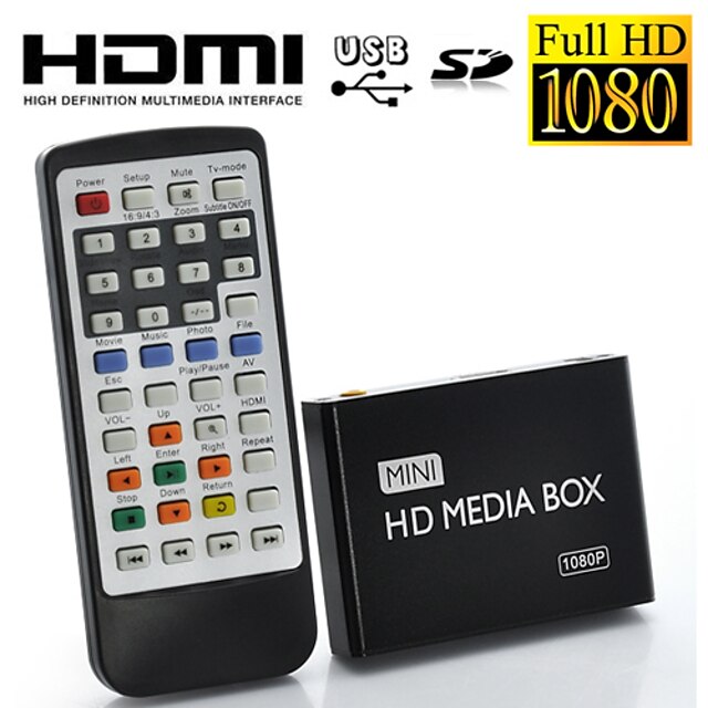  1080P Full HD Mini Multi-Media Player for TV, Supporting USB, SD Card and HDD, HDMI Output