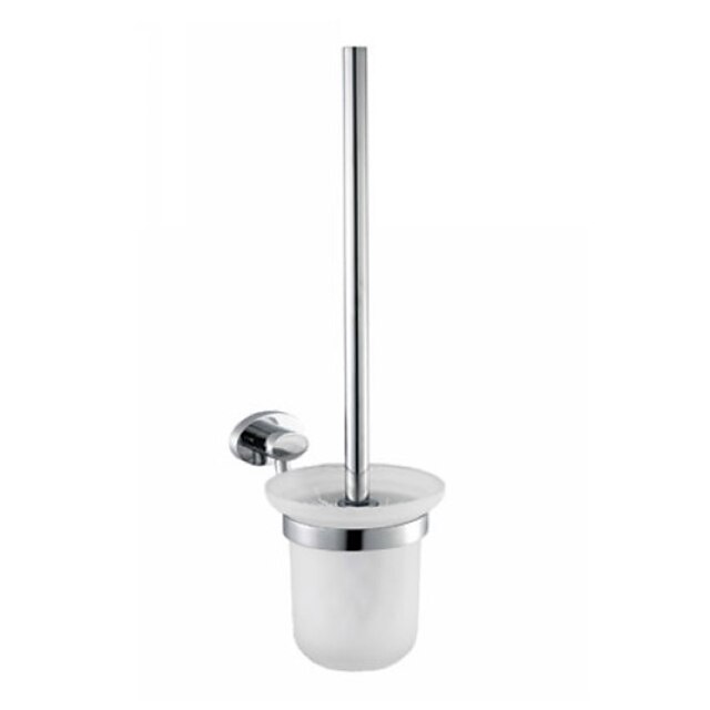 Frosted Glass Toilet Brush Holder With Wall Mount Shelf 