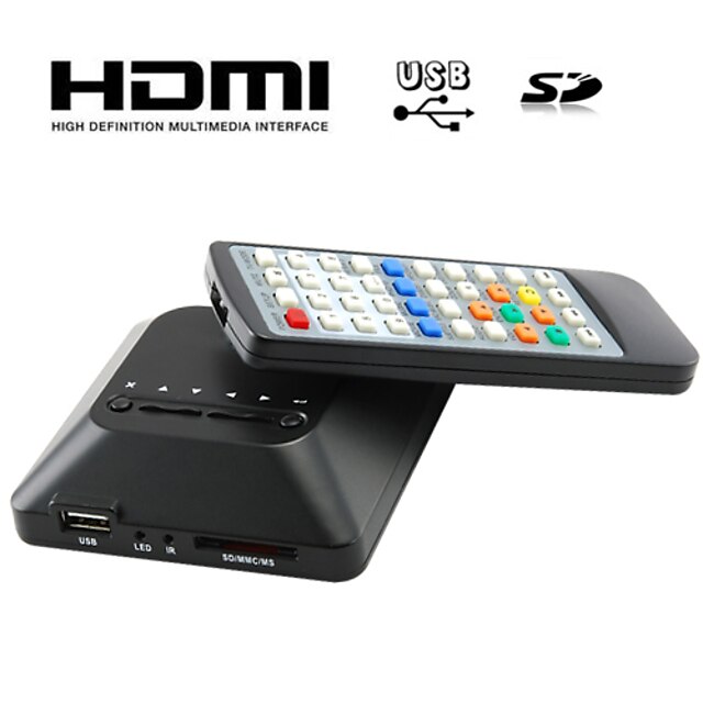  HD mini reproductor multimedia para televisión, soporte USB, tarjeta SD y disco duro, salida HDMI