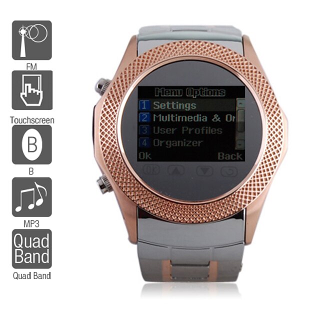  1.3インチの腕時計の携帯電話(Quadbandの、FM、MP3 MP4プレーヤー)