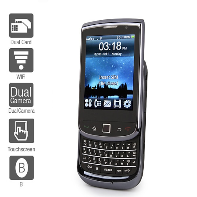  fandango - teléfono dual sim celular con pantalla táctil de 3.2 pulgadas (cuatribanda, WiFi, 4 GB TF)