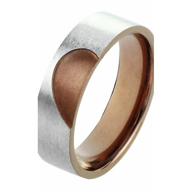  Men's Silver With Chocolate Titanium Steel Ring