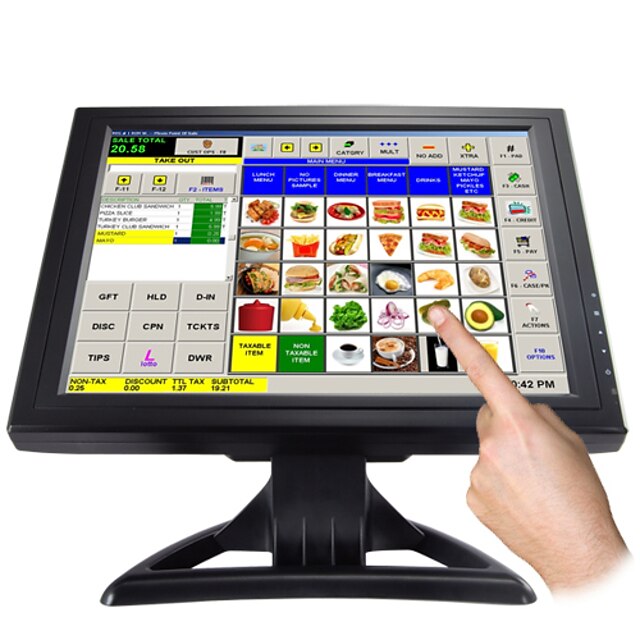  15-tums pekskärm LCD-skärm med VGA för pos och hem