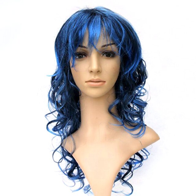  Capless Long 100% Kasi Fiber Blue Costume Party Wig