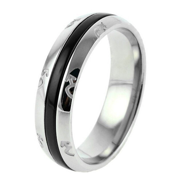  mænds sølv med sort titanium stål ring