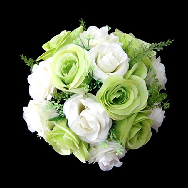  Svatební kytice Kulatý Růže Kytice Svatba Párty / večerní akce Satén Zelená 25 cm (cca 9,84