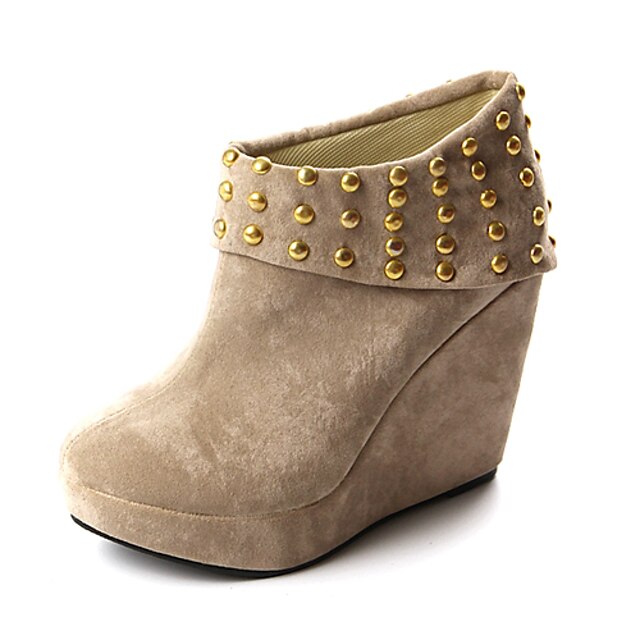  Suede Upper Wedge Heel Ankle Boots With Rivet Party/ Evening Shoes More Colors Available