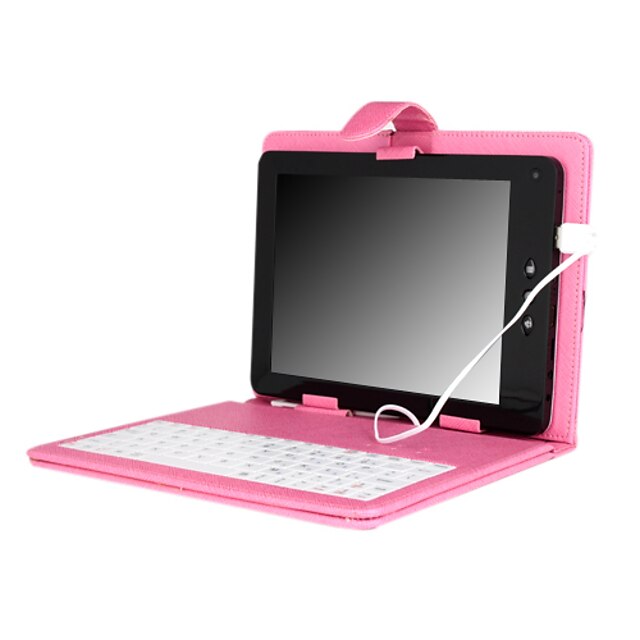  Leder-Schutzhülle mit Tastatur + eingebauten dem Schiebe-Sperre für 8-Zoll-Tablet-PC - pink