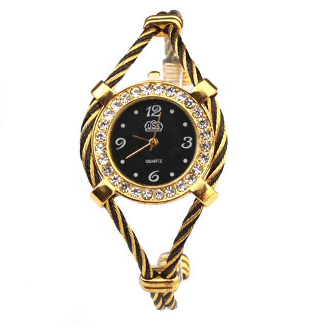  Femme Montre Décontractée Quartz Bande Bayadère Noir