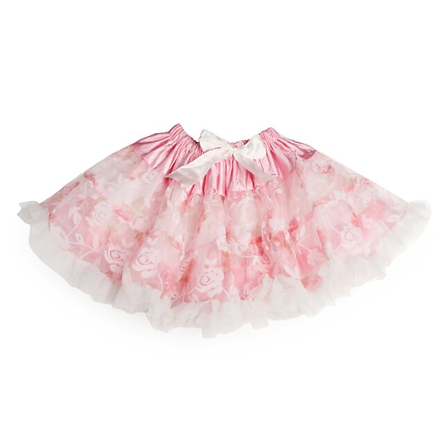  A-Line / Princess Knee Length Flower Girl Dress - Tulle / Charmeuse Sleeveless with Bow(s) / Ruffles by