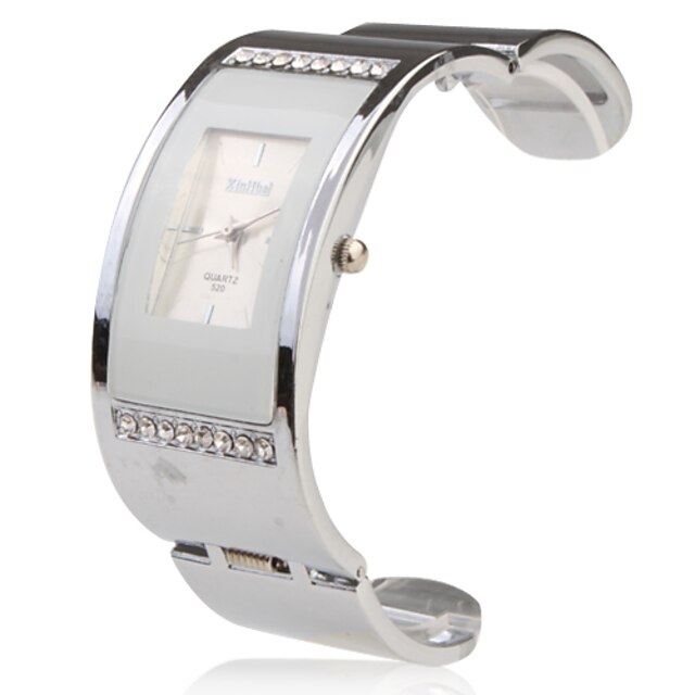  Mulheres Relógio de Moda Bracele Relógio Quartzo Banda Rígida Prata