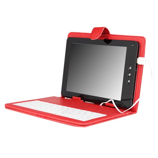  custodia protettiva in pelle con tastiera + incorporato nella serratura scorrevoli per 8 tablet pc pollici - rosso