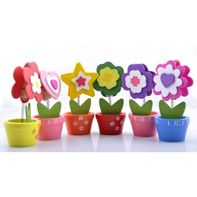  Flower Wood Place Card Holders Clips Poly Bag 6 pcs