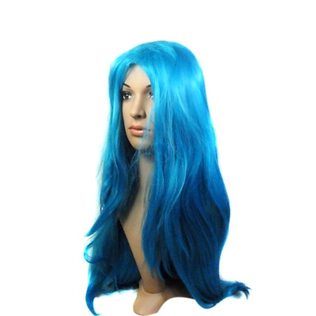  Synteettiset peruukit Tyyli Peruukki Sininen Synteettiset hiukset Naisten Peruukki Halloween Peruukki