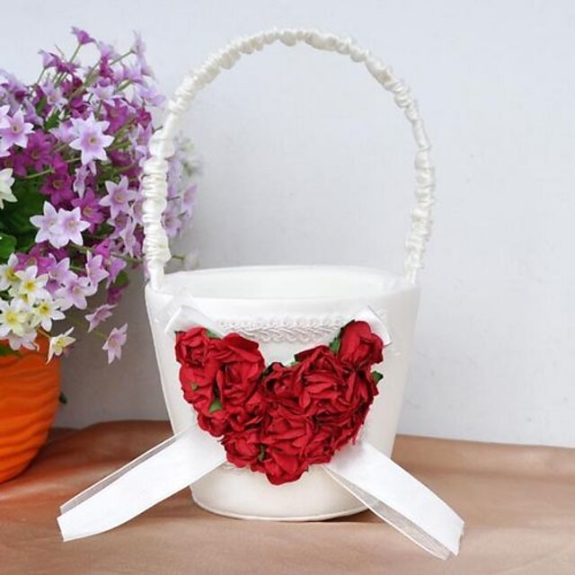  Flower Basket Wood / Satin 3 1/2