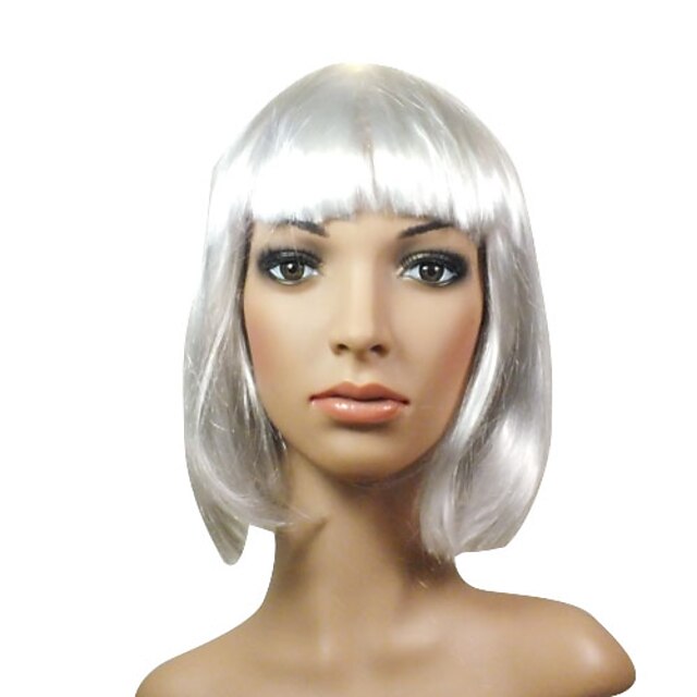 Capless Midlong High Quality Synthetic Beautiful White Wig