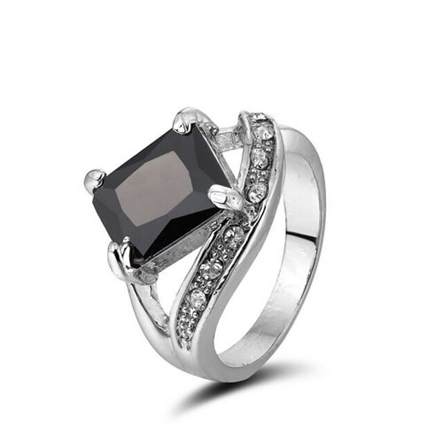  Women's Black Purple Red Platinum Plated Square Jewelry